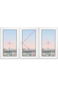 Трехстворчатое окно Rehau Delight Decor 2000x2000 - фото - 1