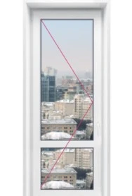 Пластиковая дверь с двумя стеклянными вставками и перегородкой - фото - 3